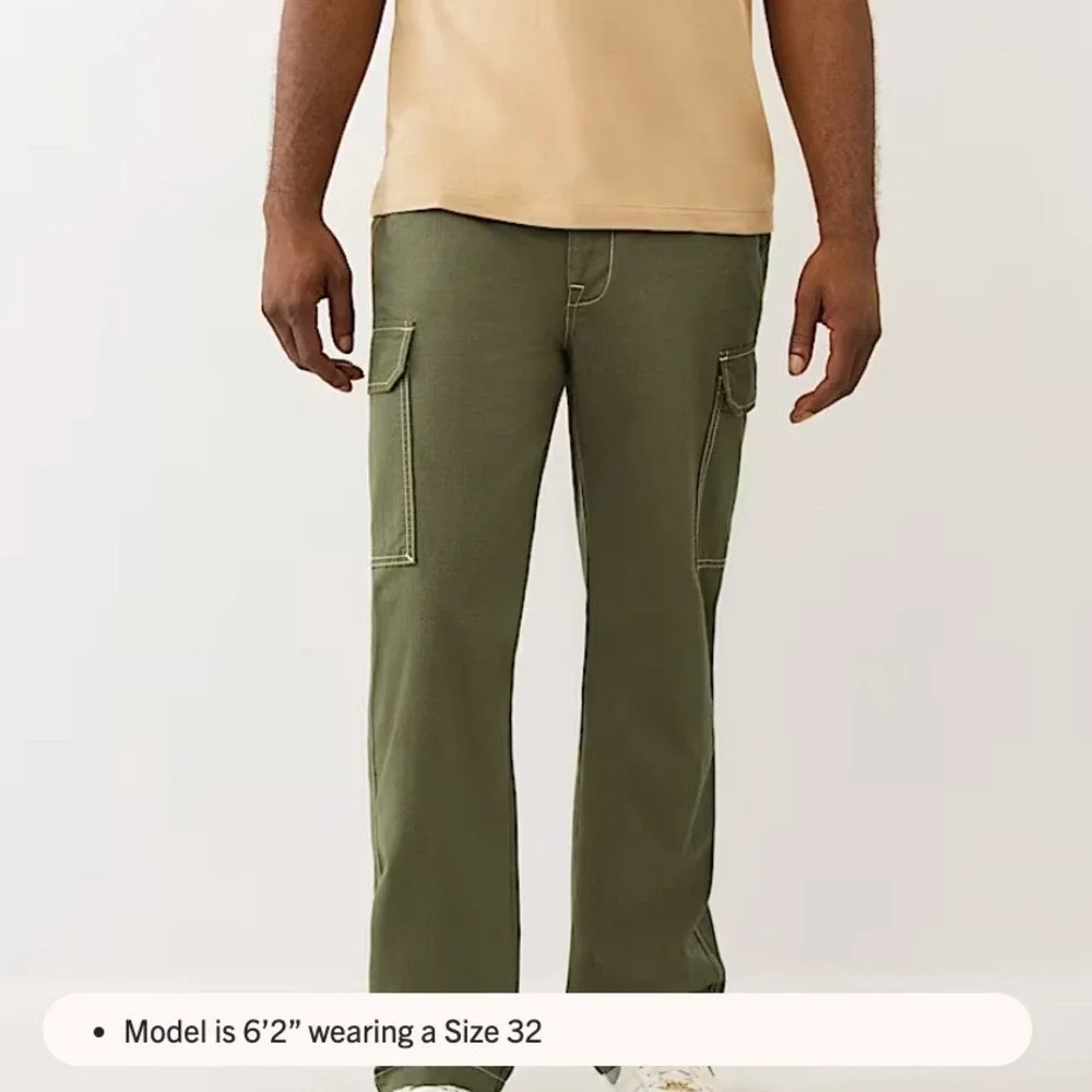 True Religion Ripstop Cargo Pants Green 34 Baggy Indie Skater Grunge Y2K‎ Retro